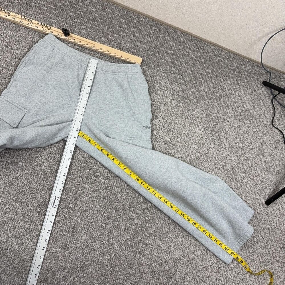TNA Sweatfleece Sweatpants Womens Small Gray Cozy Fleece Mega Fit Cargo Wide Leg - Picture 4 of 8